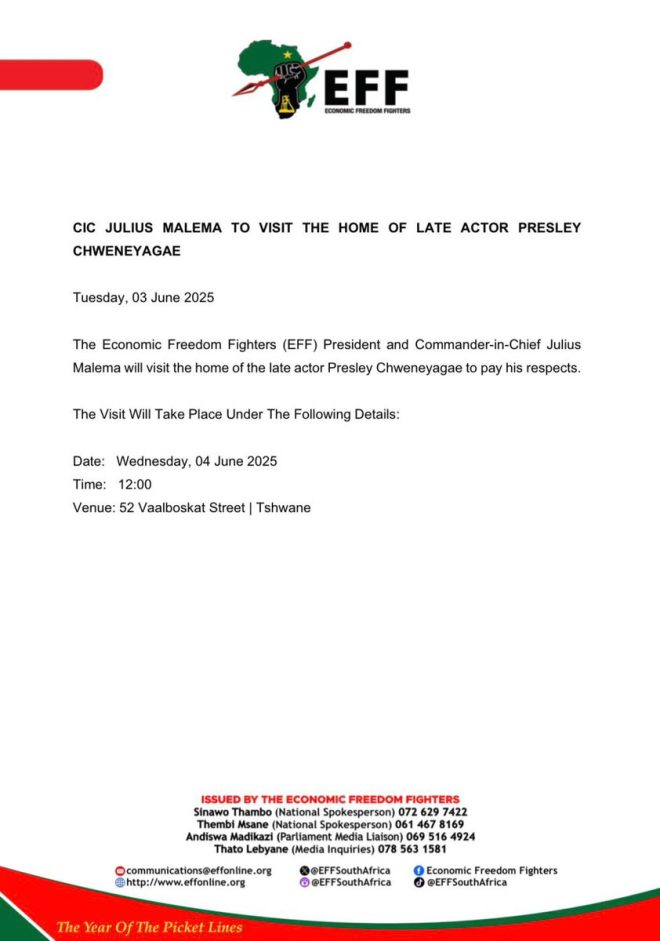 Death: EFF Extends Condolences to Tshweneyagae Family