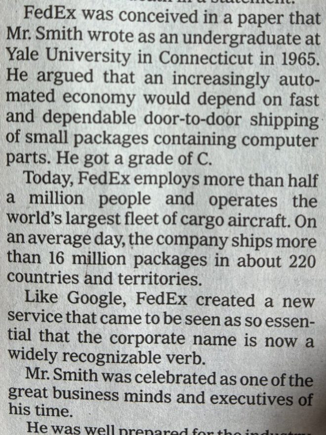 Death of Fred Smith, FedEx Founder, at Age 80