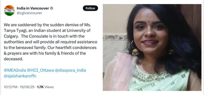 Death of Indian Student Tanya Tyagi in Canada Raises Concerns