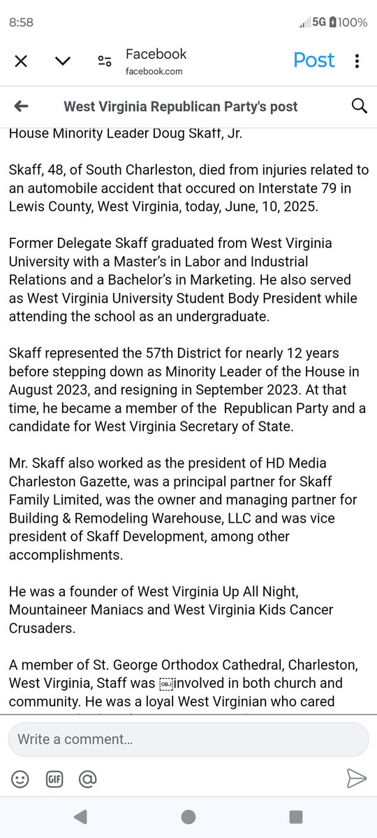 Death of Kanawha County WV Owner at 48 Shocks Community