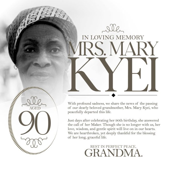 Death of Our Beloved Grandmother, Mrs. Mary Kyei at 90