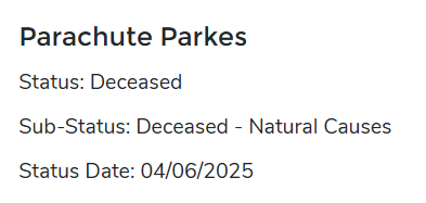 Death of "Parachute Parkes": A Shocking End at Such a Young Age
Born: 9 December 2023 | First Race: 8 May 2025
Died: Between 29 May and 4 June 2025
Natural Causes? Seriously?
#bangreyhoundracing