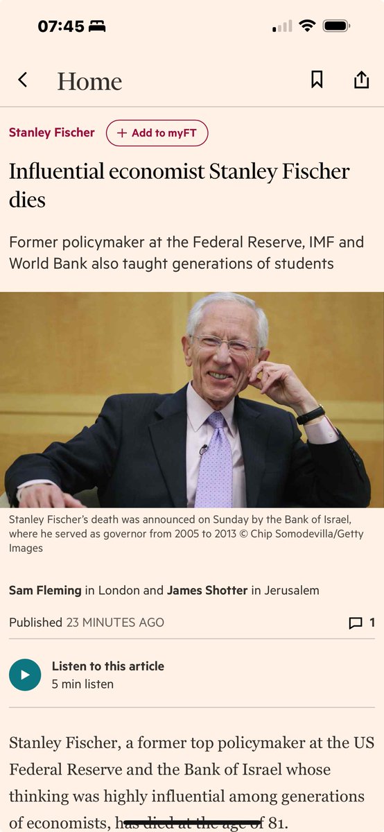 Death of Stan Fischer: A Titan in International Macro