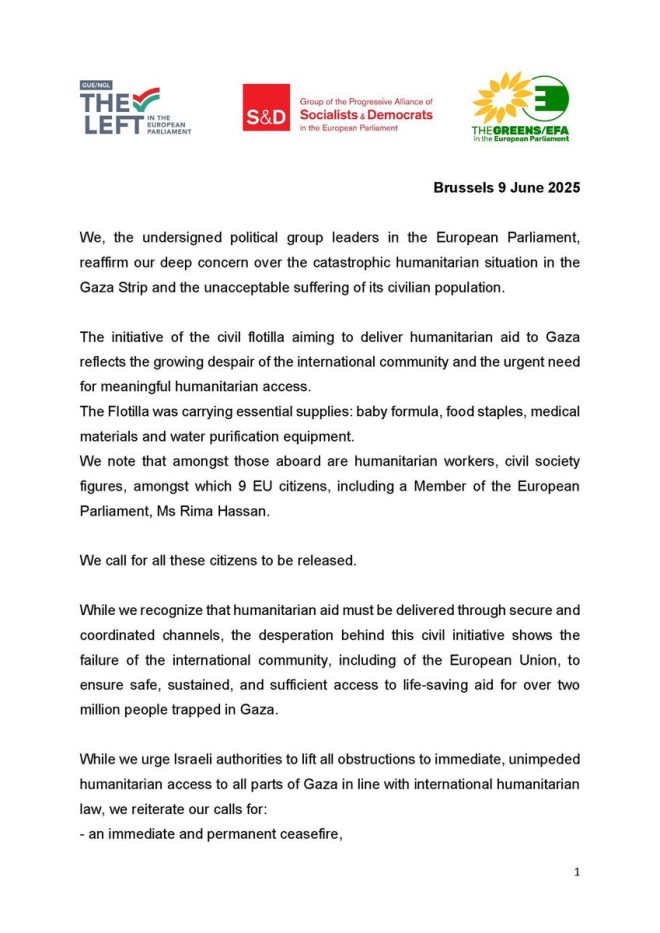 EU Leaders Demand Gaza Blockade Lift Amid Controversy! — Communiqué des présidents du Parlement européen, Libération membres Freedom Flotilla, Fin du blocus humanitaire Gaza