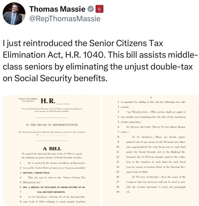 End Double Taxation: Massie's Bold Social Security Bill! — Social Security Tax Reform, Senior Citizens Tax Relief 2025
