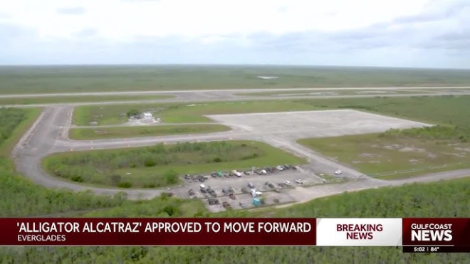 Florida's "Alligator Alcatraz": A Wild Detention Plan! —  illegal immigration detention center, Florida wildlife security 2025
