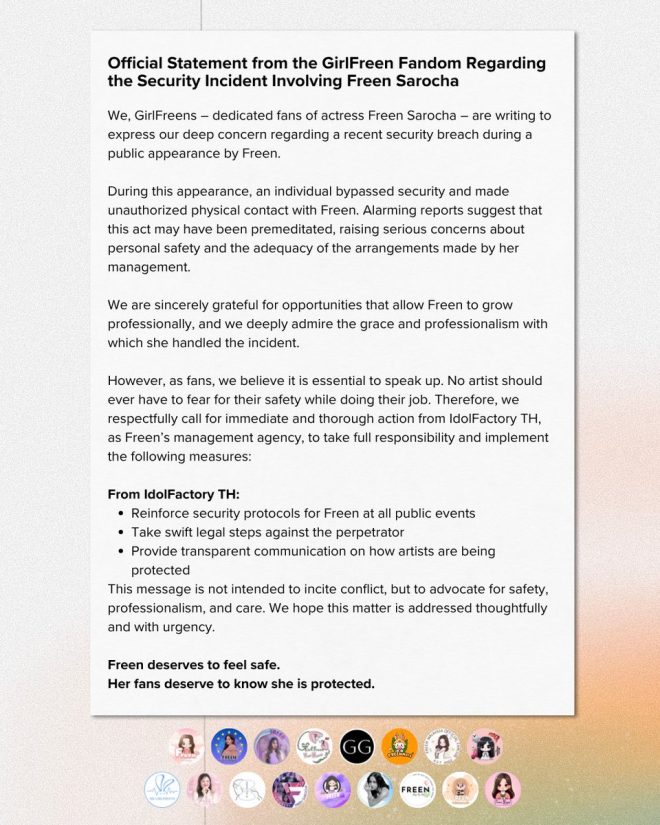 Freen Sarocha's Safety in Jeopardy: Fans Demand Urgent Action! — Freen Sarocha security incident, GirlFreen fandom statement, protect Freen Sarocha 2025