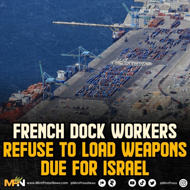 French Dockworkers Spark Outrage by Rejecting Arms for Israel — French port workers protest arms shipment, Marseille dock workers weapon shipment refusal, France labor movement against military exports