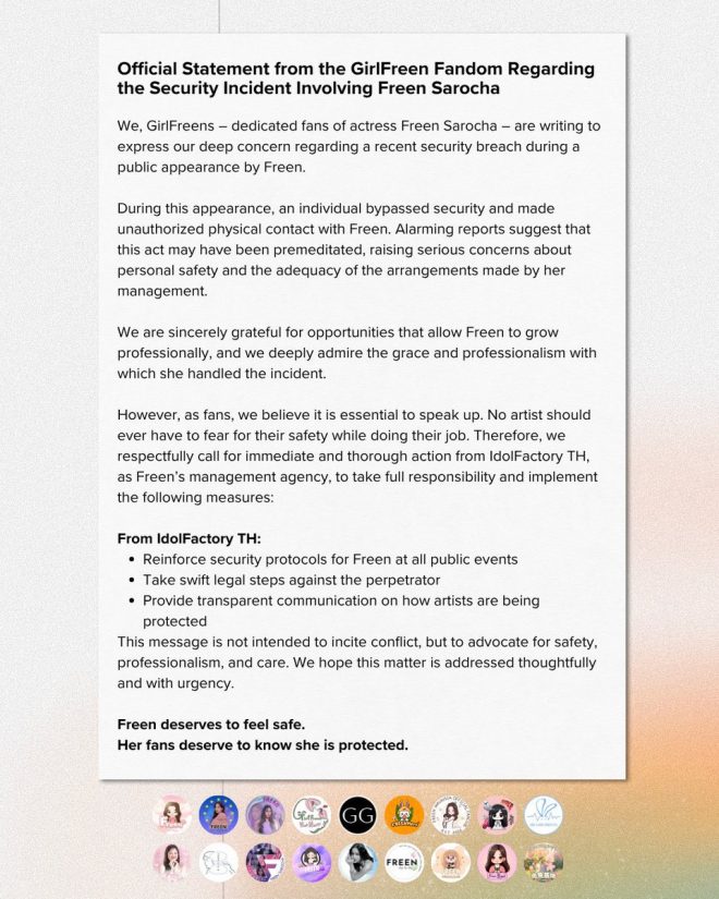 GirlFreen Fandom Responds to Shocking Security Breach Involving Freen! — Official Statement on Security Incident, Freen Sarocha Health Safety, GirlFreen Fandom Support