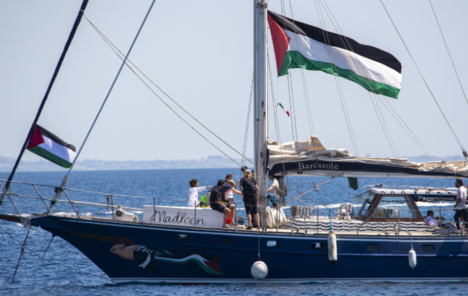 "Global Outrage: #Madleen's Release Sparks Call for Mediterranean Aid Flotilla to Break Gaza Siege" —  Gaza aid relief, Mediterranean solidarity mission, Madleen release campaign
