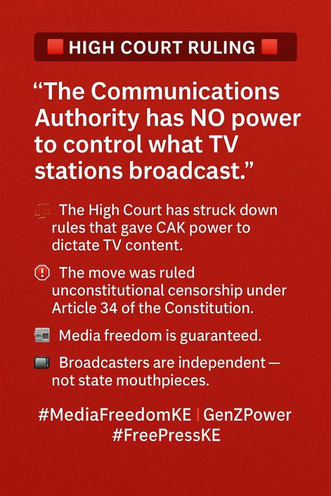 High Court Shocks: TV Freedom Unleashed! — high court decision, media regulation Kenya, broadcast rights ruling