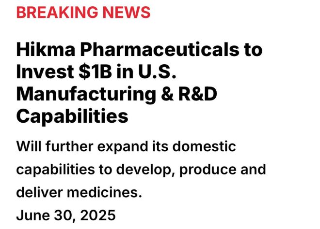 Hikma's $1B Bet: Will U.S. Pharma See a Revolution? — Pharmaceutical manufacturing investment, U.S. drug production expansion, Hikma Pharmaceuticals growth strategy
