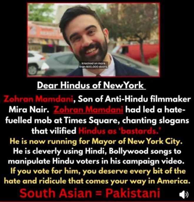 Hindu Voters Urged: Defeat Controversial Mayoral Hopeful! — Hindu voter mobilization, New York mayoral election 2025, anti-Hindu sentiment awareness