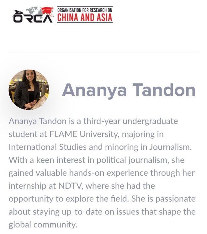 Intern's Shocking Ties: Ananya Tandon's China Controversy! — Chinese influence in Indian media, Intern insights on global affairs, ORCA contributions to journalism