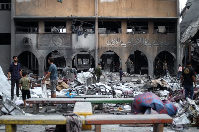 Israeli Airstrike Obliterates Gaza School Sheltering Refugees — Israeli airstrike Gaza destruction, Palestinian refugee shelter bombing, Yafa School Gaza tragedy 2025