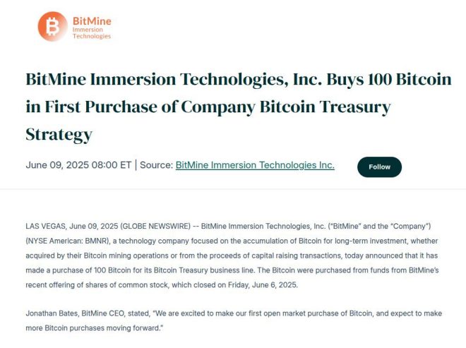 JUST IN: BitMine's Bold Move—100 Bitcoin Purchase Shocks Market! — BitMine Immersion Technologies news, Publicly traded Bitcoin investments, Cryptocurrency market updates 2025