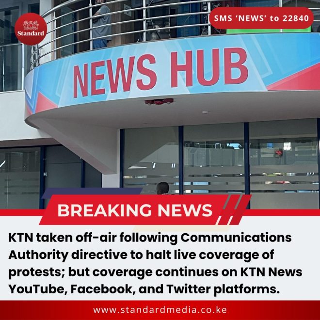 KTN Banned from Air: Protests Go Live on Social Media! — KTN News protest coverage, Communications Authority live streaming, KTN social media updates
