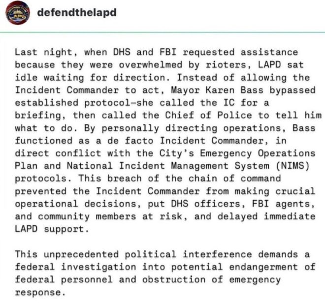 LA Mayor Karen Bass Accused of Sabotaging Police Response — LAPD riot response controversy, Mayor Bass emergency order investigation, federal aid deployment crisis