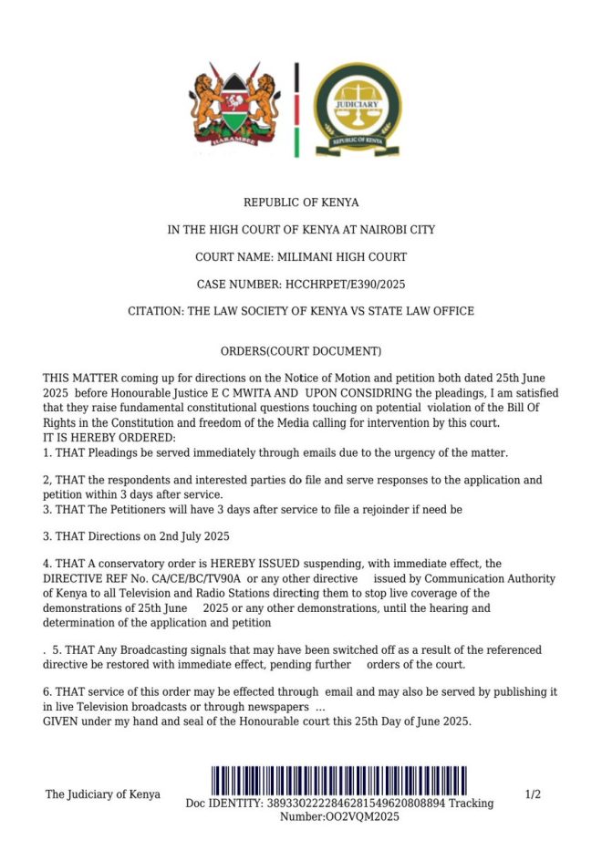 Law Society Defies Authority: Signals Must Be Restored! — law society of kenya, ca kenya directive 2025, unconstitutional authority orders
