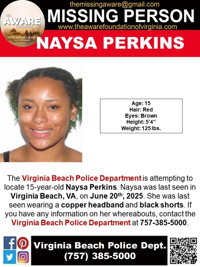 MISSING: 15-Year-Old Naysa Perkins Disappears in VA Beach! — missing teenager Virginia Beach, Virginia Beach child abduction, locate missing youth VA
