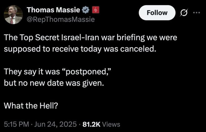 Massie Exposes Shocking Secret: Iran Briefing Canceled! — Israel Iran conflict, Trump administration Iran strikes, Thomas Massie briefing 2025