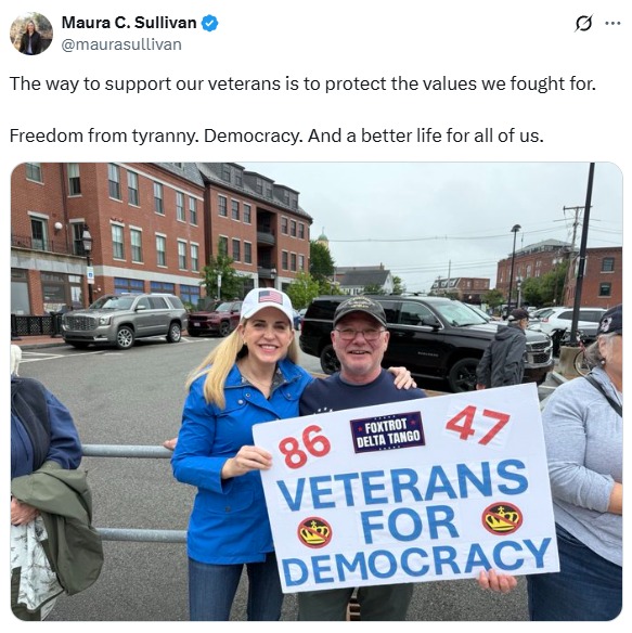 Maura Sullivan Sparks Outrage with Protest Poster Photo! — Maura Sullivan Congress campaign, No Kings protests 2025, Democratic candidates New Hampshire