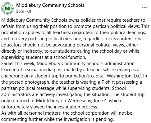 Middlebury Teacher's Controversial Shirt Sparks Outrage! — Middlebury Schools investigation, Teacher controversy Middlebury, School trip incident 2025
