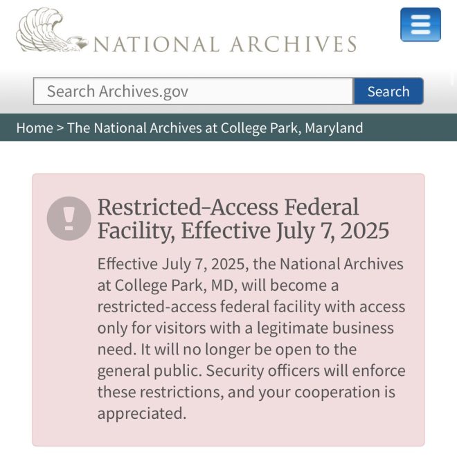 National Archives Closes Doors: What Are They Hiding? — restricted access archives, National Archives public access, federal facility visitor requirements