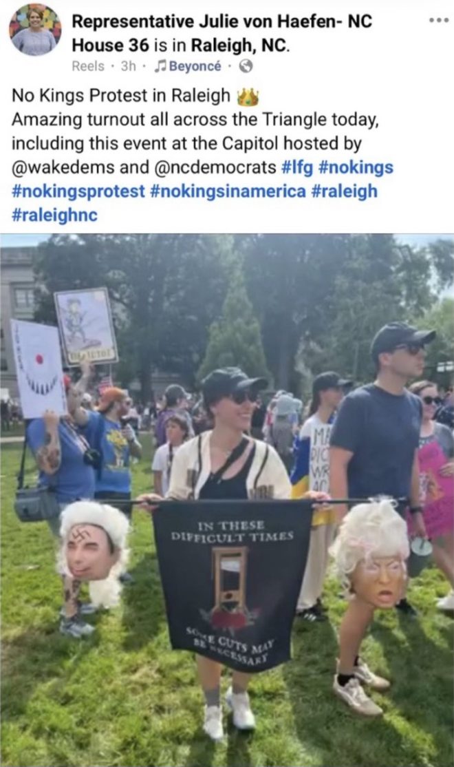 North Carolina Rep. Shocks: Calls for Trump's Beheading! — political protest news, controversial political statements 2025, effigy demonstrations in the US