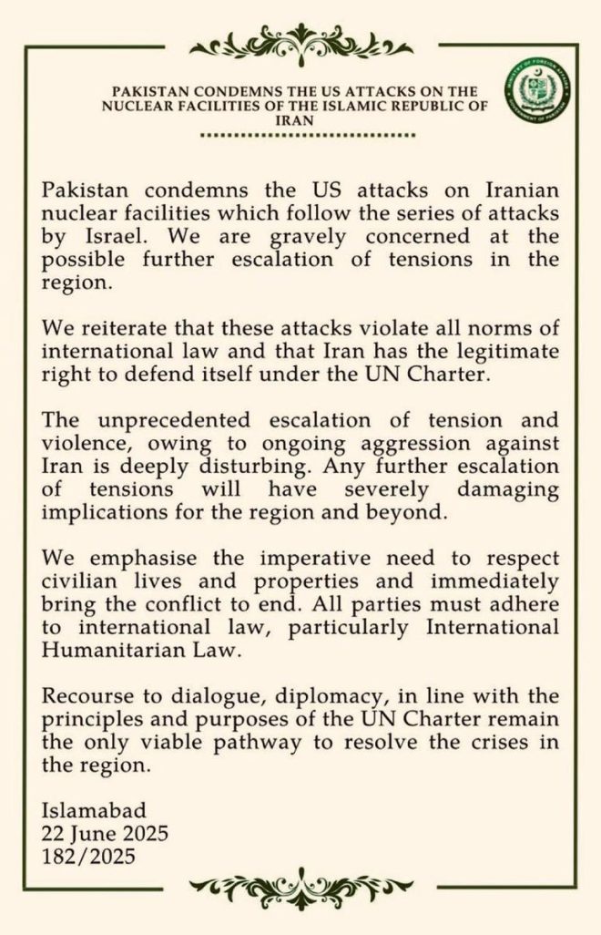 Pakistan's Bold Stance: US Attacks on Iran Spark Outrage — Pakistan condemns US attacks, Iran nuclear facilities conflict, regional tensions escalation 2025