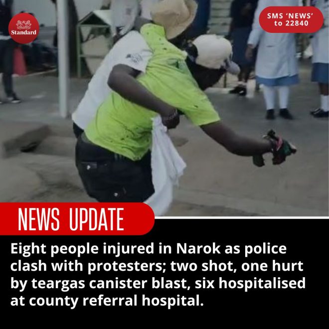 Police Clash with Protesters: Eight Injured in Narok! — police protest violence Narok, teargas injuries Kenya 2025, hospital emergency response Narok