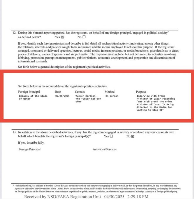 Qatar's Shocking Deal: Tucker Carlson's Interview Unveiled! — Qatar media influence, Tucker Carlson Iran interview, FARA filing revelations 2025