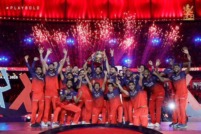 "RCB Celebrates Like Champions - Did They Win the IPL Title? 🏆" — RCB victory celebration, IPL champions, Bangalore cricket team rejoicing