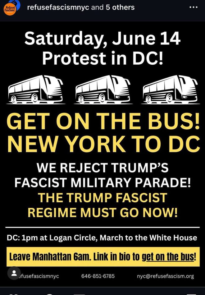 Radical Group to Incite Violence at Trump’s Parade? — protest against Trump, open borders activism, Refuse Fascism protests 2025
