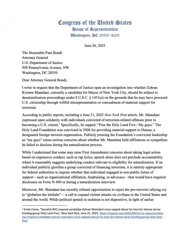 "Rep Ogles Calls for Immediate Deportation of Zohran Mamdani - Controversy Erupts" — Zohran Mamdani deportation, Andy Ogles Pam Bondi citizenship revocation