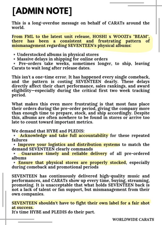 SEVENTEEN Deserves Better: Fans Demand Accountability Now!
TREAT_SVT_BETTER
더_잘해주세요_하이브_플레디스
@pledisnews @pledis17_STAFF @HYBEOFFICIALtwt — SEVENTEEN accountability, K-pop company treatment, Carats demand respect
