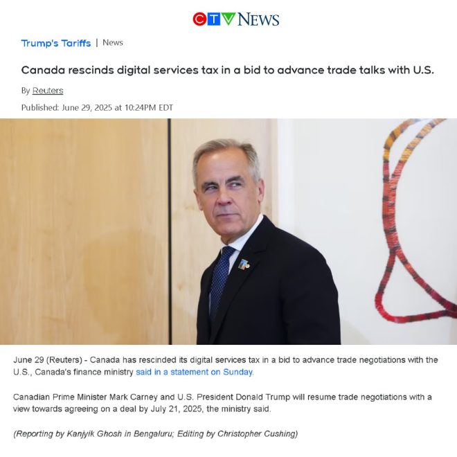 "SHOCKING: Canada Surrenders on DST Despite Carney's Tough Talk - Was it all a LIE?" — Mark Carney DST decision, Canada Trump capitulation, Carney campaign promises 2025