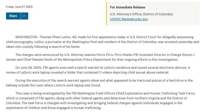 Shocking Arrest: Journalist's Dark Secrets Uncovered! — Washington Post journalist arrest, child pornography charges news, Thomas Pham LeGro investigation 2025