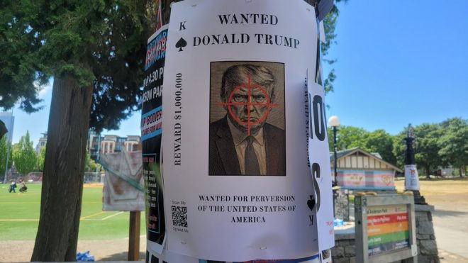 Shocking Flyers at Seattle Protest: Calls for Assassination! — protest flyers Seattle, assassination threats Trump Vance, Cal Anderson Park protest 2025