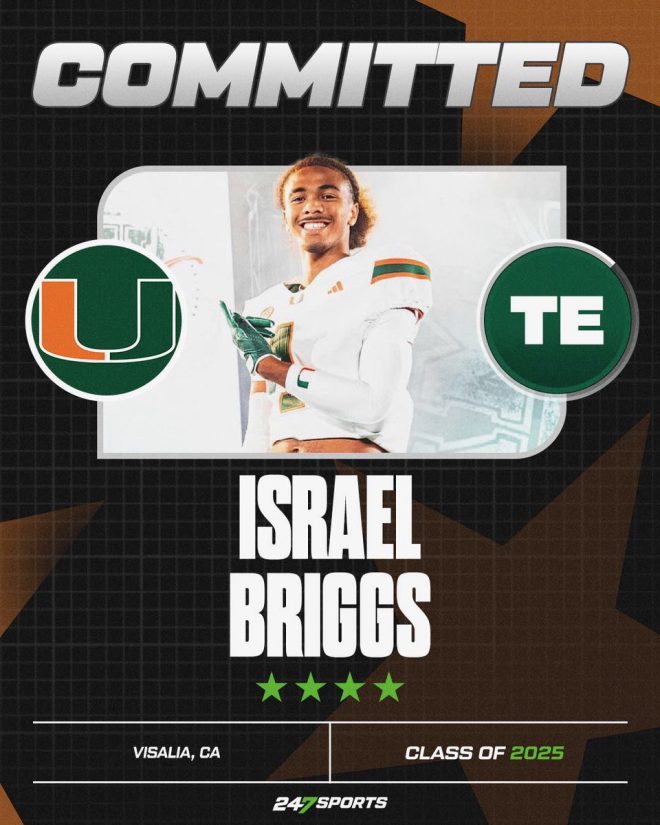 Shocking Twist: Top TE Chooses Miami Over LSU! — Top247 tight end commits 2025, Miami Hurricanes recruiting news, Israel Briggs commitment update
