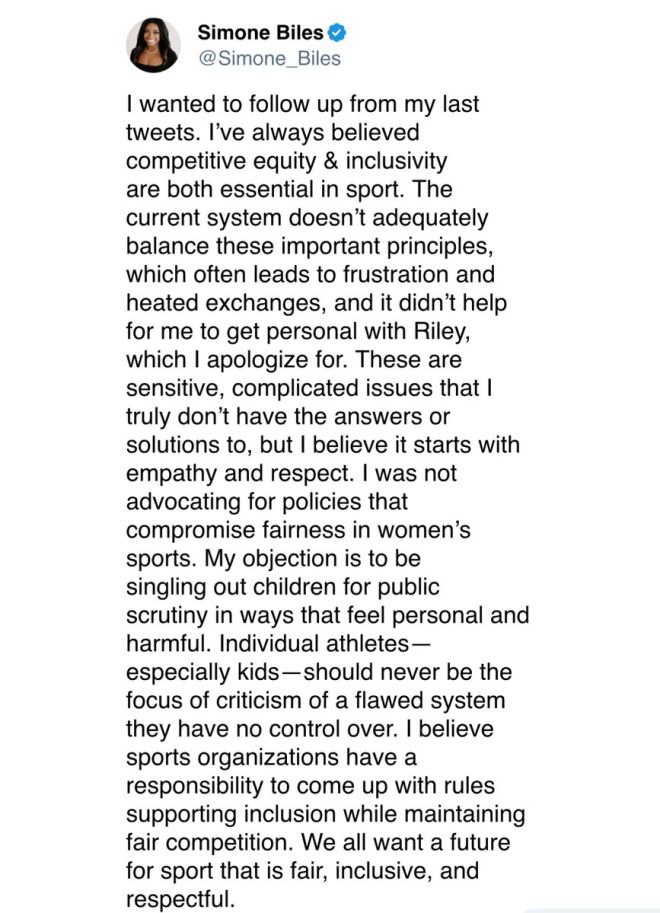 Simone Biles Apologizes: A Shock for Women’s Sports? — Simone Biles controversy, women's sports advocacy, athlete public apology