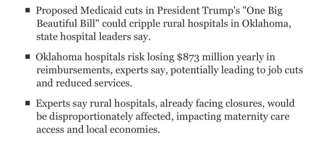 Soon, Hillbilly's Tax Cuts May Cost Oklahomans Lives! — Oklahoma hospital funding crisis, Tax cuts impact on healthcare, Accountability for healthcare decisions 2025