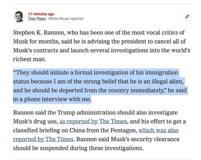 Steve Bannon Demands Deportation of Elon Musk!? — Steve Bannon immigration controversy, Elon Musk deportation claims, Trump investigation call 2025