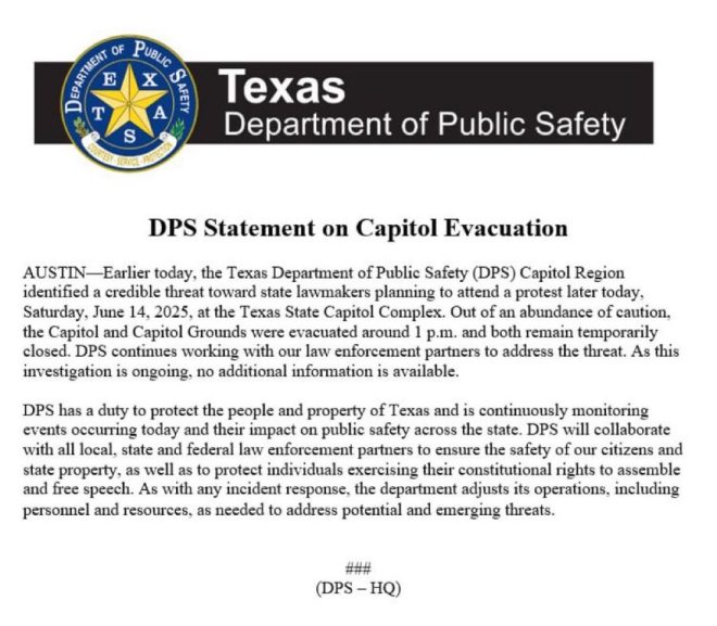Texas Capitol Evacuated: Threats Amid "No Kings" Protests! — breaking news, Texas Capitol evacuation, protest security threats
