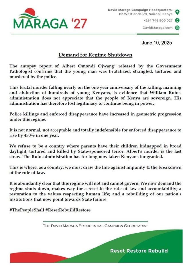 "The People Demand Regime Shutdown for Rule of Law Reset: Restoring Values and Rebuilding Institutions #StateFailure" — demanding change, accountability reset, nation rebuilding efforts