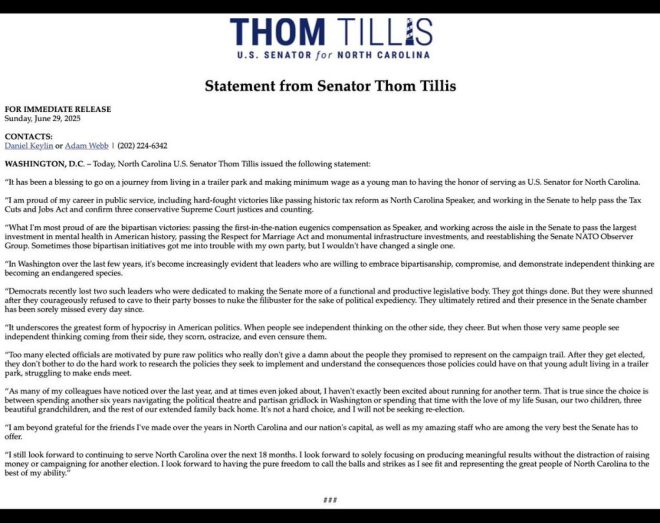Thom Tillis: War Hawk Abroad, Border Hawk at Home? — American foreign policy, North Carolina Senate race 2025, immigration reform debate