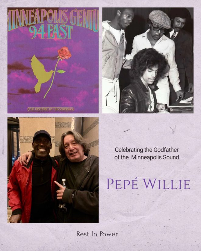 Title: Death of Legendary Pepé Willie: A Great Loss for Music
Content:
We are saddened to hear of the passing of the legendary Pepé Willie. Godfather of the Minneapolis Sound, he will be missed PepeWillie MinneapolisSound 94East MinneapolisMusicScene RestInPower Minneapolis Prince