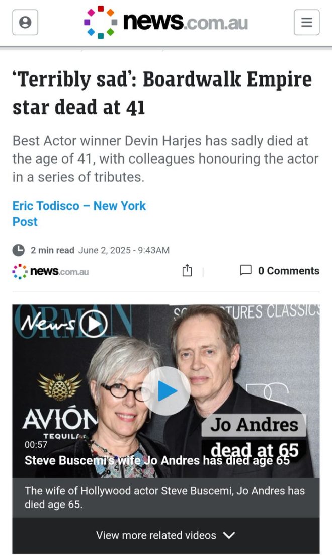 Tragic Death: Best Actor Devin Harjes Dies at 41 After Cancer