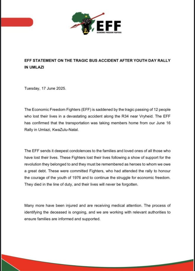 Tragic Death of EFF Fighters in KwaZulu-Natal Bus Collision 💔