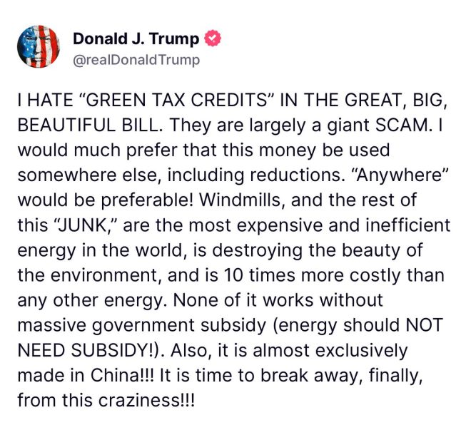 Trump Calls Green Tax Credits a "Giant SCAM"! — green energy tax reform, Trump response to climate policy, Big Beautiful Bill controversy
